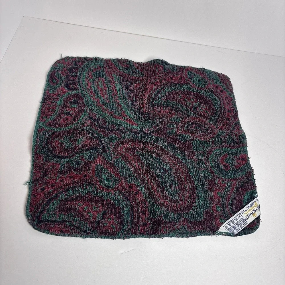 Vintage Fieldcrest Royal Velvet Washcloths Set of 2 Paisley Cotton Made USA